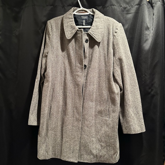 American Eagle Herringbone Button Front Jacket Wool Blend Women Sz XL - Picture 2 of 9